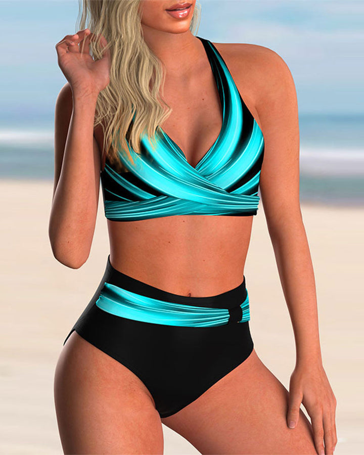 Liliana - Bikini Szett Kereszt Nyakkivágással és Mintával