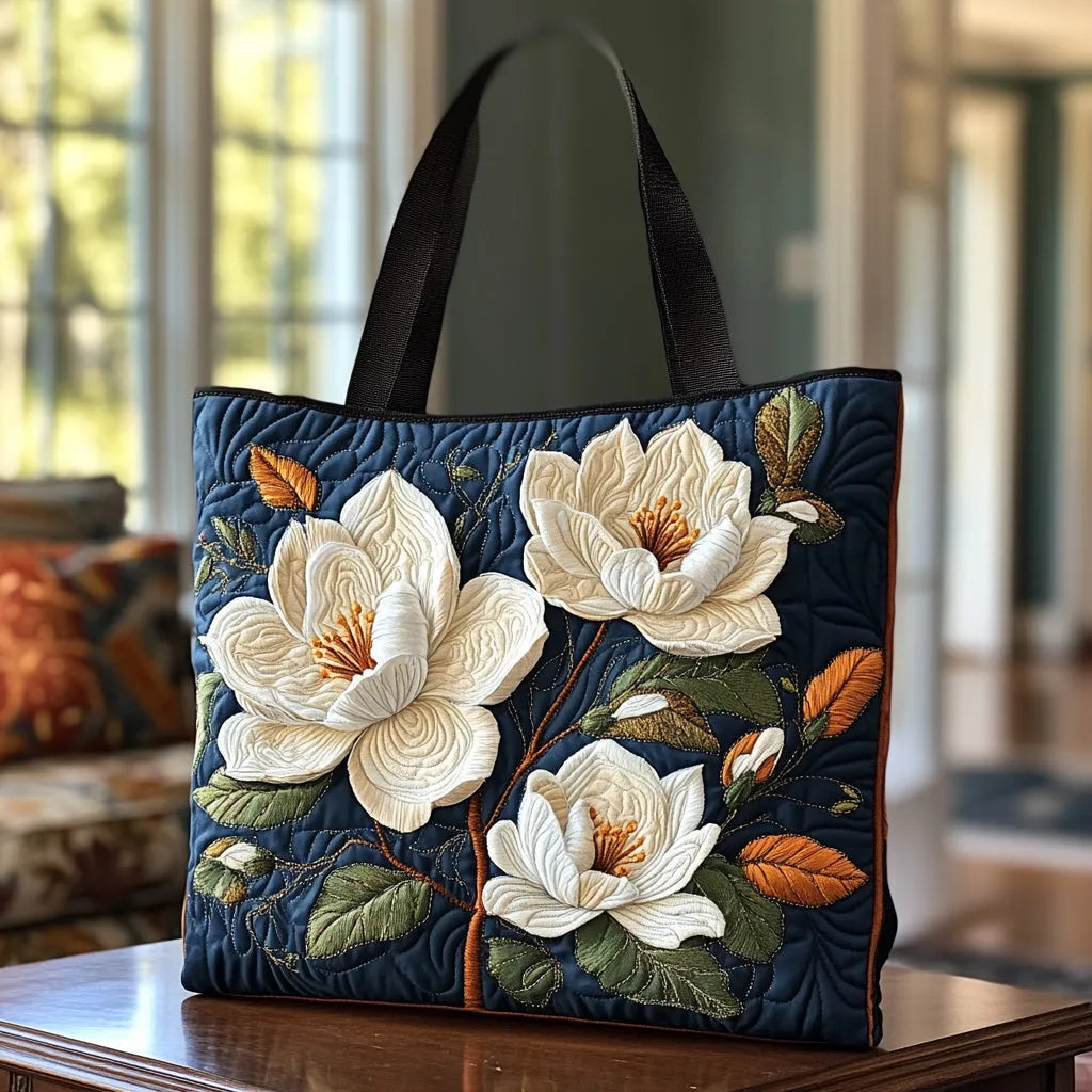 Borsa Trapuntata Artigianale con Magnolia - Image 1