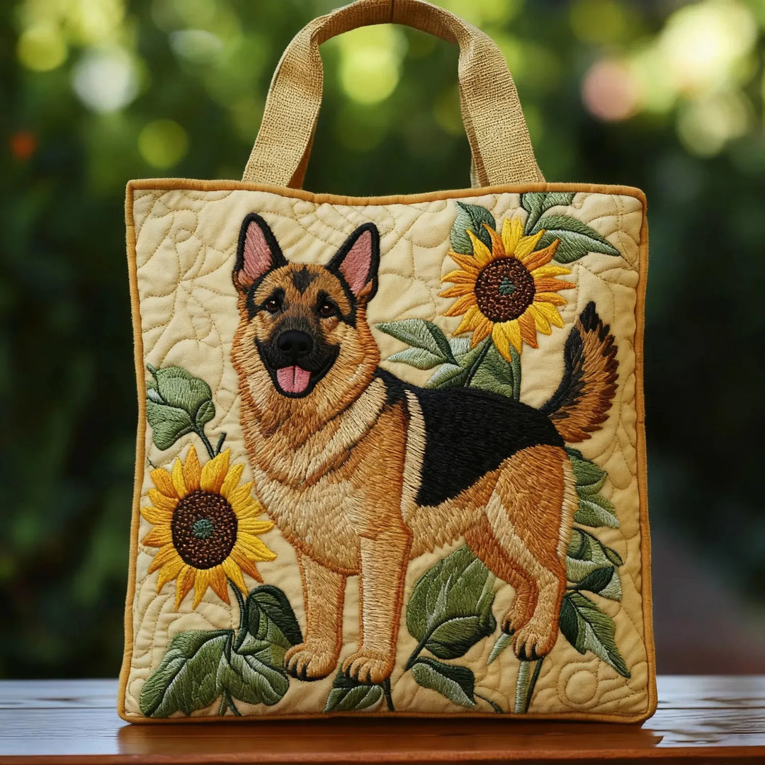 Borsa Floreale Artigianale con Pastore Tedesco - Image 1