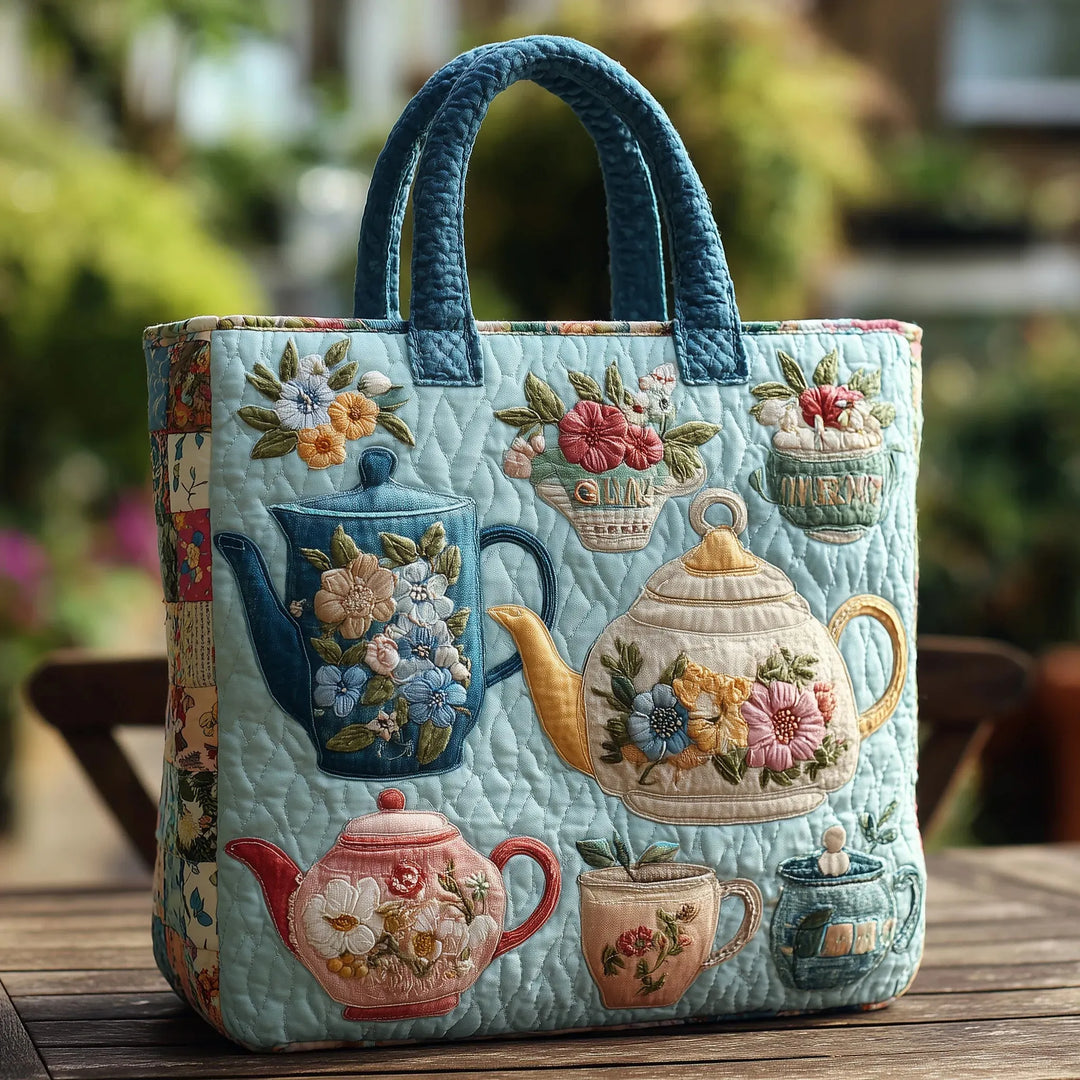 Borsa Trapuntata con Motivo Floreale - Image 1