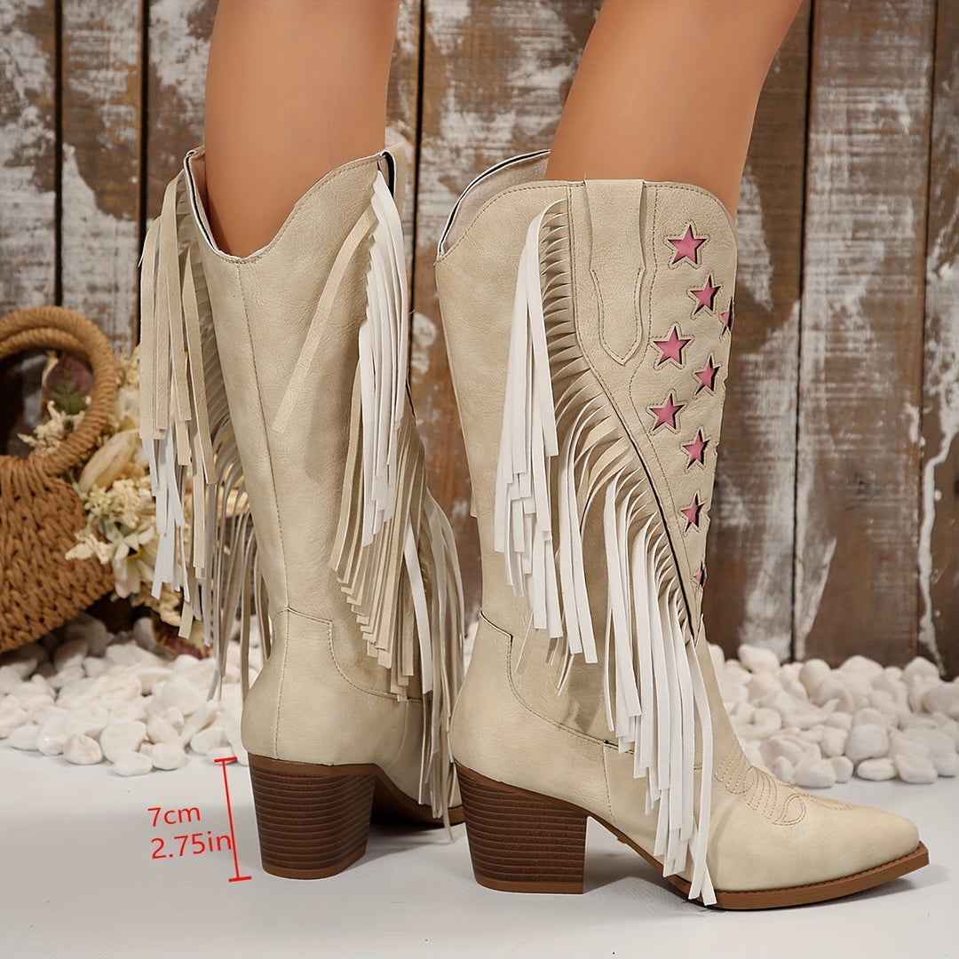 Monique - Rózsaszín Csillag Hímzett Cowboy Csizmák